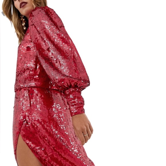 ASOS EDITION split wrap midi skirt in sequin - Picture 3 of 4